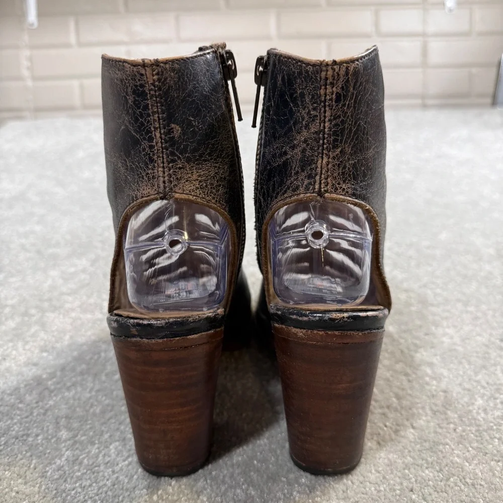 BED STU Occam Gladiator Distressed Leather Cage Peep Toe Heels Sz 6 Bench Made